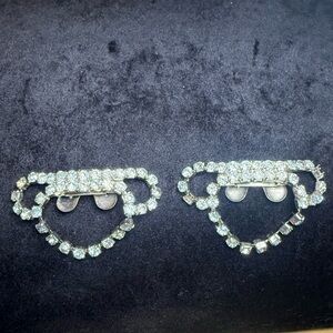 Vintage MUSI Rhinestone Shoe Clips Silver Tone Sparkle Pair 1960s